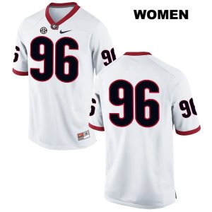 Women's Georgia Bulldogs NCAA #96 Hudson Reynolds Nike Stitched White Authentic No Name College Football Jersey FMC6854HE